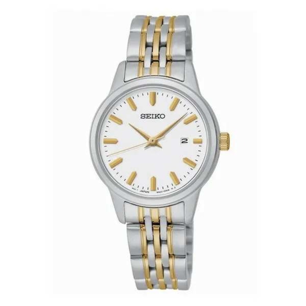 Seiko Ladies SUR834 Two Tone Silver Gold Watch White Dial New box Gift for her
